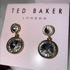 Ted Baker London  Gold Tone and  Clear Crystal Drop Earrings